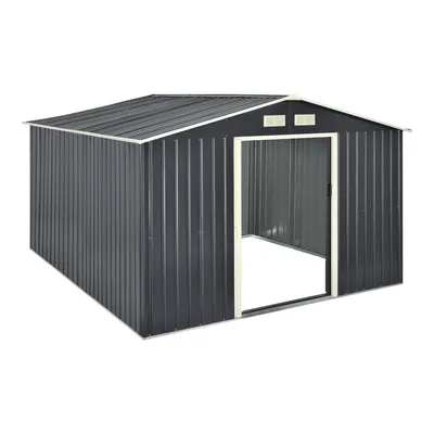 Zdjęcie produktu dla Szopa ogrodowa In And OutdoorMatch Thamera - Szopa ogrodowa - Z przesuwanymi drzwiami - 277x319x192 cm - 15m³ - Ciemnoszary - Odporny na warunki atmosferyczne