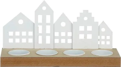 Produktbild von House of Seasons Teelichthalter Haus weiß 25 x 8 x 13 cm