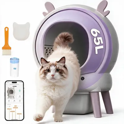 Produktbild von Katzentoilette Selbstreinigende XXL Katzenklo mit App-Steuerung, für mehrere Katzen, 9-fach Anti-Klemm-Sensoren, geruchsarm, leise, Weiß