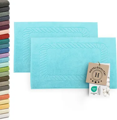 Produktbild von 2er-Set Badematten, Baumwolle,  50x70 cm, 740g/qm, azur (türkis)
