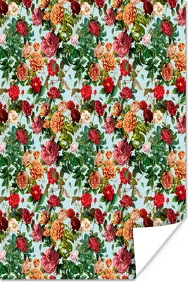 Produktbild von MuchoWow® Poster Blumen - Rot - Muster 40x60 cm - Plakate für die Wand - Poster Babyzimmer