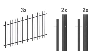 Produktbild von Alberts Zaunkomplettset Chaussee verstellbar, zum Einbetonieren | matt-schwarz | Höhe 100 cm | Länge 6 m