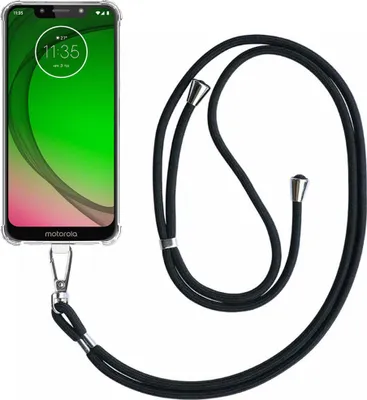 Produktbild von Handyhülle passend für Motorola Moto G7 Play Transparent ShockProof mit abnehmbarem Universal-Telefonkabel - Schutzhülle Silikon ShockProof mit Lanyard - Smartphonics