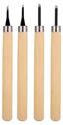 Produktbild von 4-teiliges Holzschnitzmesser Set für DIY Holzarbeiten und Gravuren