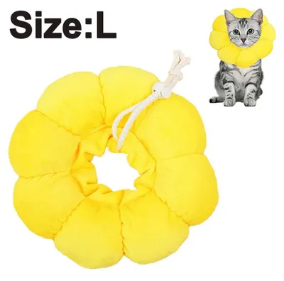 Produktbild von Weiches Genesungs-Halsband für Katzen, schützendes Katzenhalsband, Haustier-Schutzhalsband, verstellbares weiches Anti-Rutsch-Halsband, Gelb L