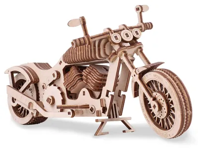 Image de Modèle de moto en bois à assembler - Puzzle 3D pour adultes
