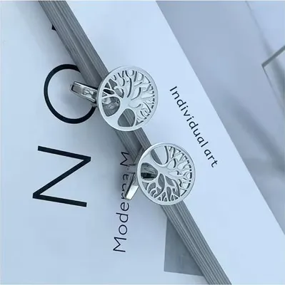 Image de Boutons de manchette « Arbre de vie » en argent