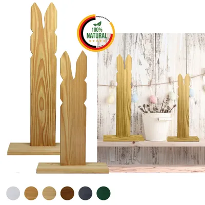 Produktbild von Floranica 2er SET Osterdeko Hase aus Holz Natur 40 und 50 cm Hoch DIY Deko Figur Ostern Frühling