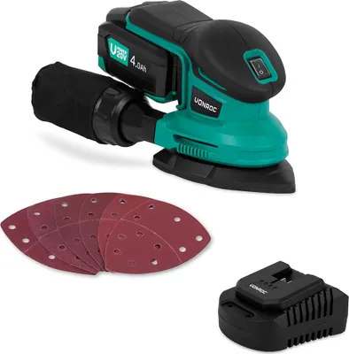 Produktbild von Vonroc Deltaschleifer - 20V - Inkl. 4.0Ah Akku und Ladegerät - Inkl. Staubbeutel und 6 Schleifpapiere