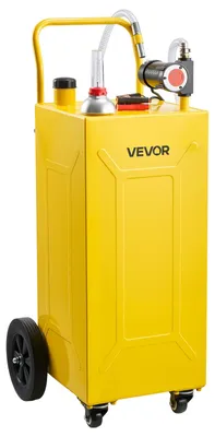Imagen del producto de VEVOR - Carro móvil de 113,6 litros para almacenamiento de combustible, con bomba eléctrica de 12V. Depósito portátil de diésel para tractores, cargadoras, maquinaria agrícola. Con 4 ruedas y indicador de nivel de aceite. Caudal máximo: 32 litros/minuto. Fabricado en acero al carbono, color amarillo