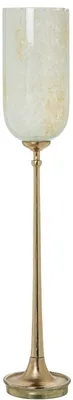 Teelichthalter aus Glas mit goldfarbenem Fuß, 15x15x86 cm