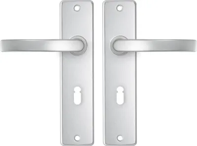 Produktbild von AXA Türbeschlagset für Innentüren – Edge Basic Block – Türgriff aus Aluminium – mit Schlüsselloch – SL55 – Türgriff mit Schutzschild