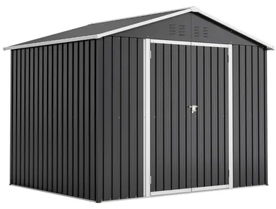 Produktbild von Geräteschuppen Metall 240x192x191 cm mit Fundamentrahmen, wetterfest, abschließbar, Doppeltür, Schwarz
