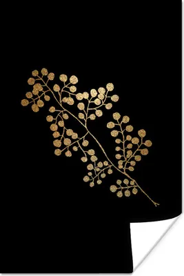 Produktbild von MuchoWow® Poster Gold - Blätter - Zweig 60x90 cm - Wanddekoration