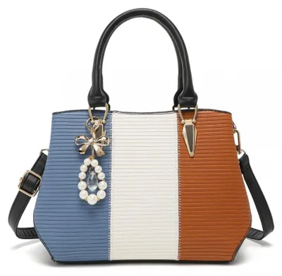 Produktbild von Kleine blau-braune Abendtasche im Kofferformat mit Riffelung – Amoa