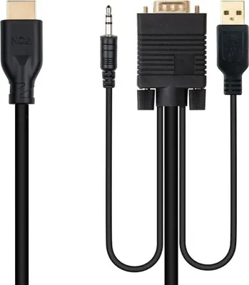 Zdjęcie produktu dla Nanocable 10.15.4612, 1,8 m, VGA (D-Sub) + 3.5mm + USB Type-A, HDMI, Męska, Męska, Prosty