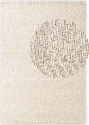 Zdjęcie produktu dla Elle Decoration Majoli Dywan z juty i wełny w jodełkę Majoli Nature Biały