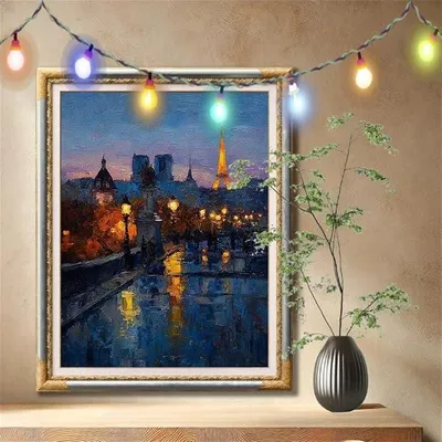 Imagen del producto de Kit de pintura con diamantes 5D para adultos, tamaño grande (100x133 cm), diseño de París, paisaje. Pintura con diamantes para niños, manualidad de bordado con cristales tipo strass, ideal para decorar dormitorios y paredes. Modelo 59N-7599
