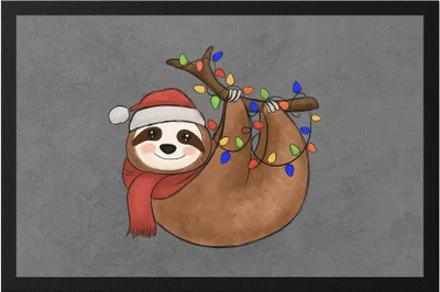 Produktbild von Weihnachts-Faultier Fußmatte Geschenkidee Faultier-Fans Sloth Süßes Motiv für Weihnachten für Familie Freunde