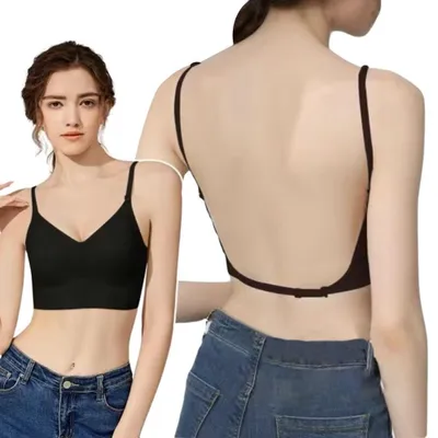 Produktbild von BKEPDY Damen BHS Bügelloser Vform Träger Seamless Bra Nahtlos Bralette Starker H