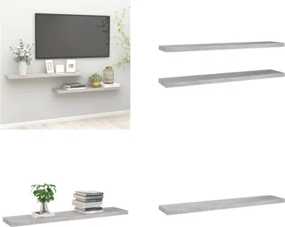 Obrázek produktu pro vidaXL Plovoucí police 2 ks. Betonově šedá 120x23,5x3,8 cm MDF - Nástěnná police - Nástěnné police - Plovoucí nástěnná police - Plovoucí nástěnná police