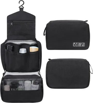 Produktbild von MODFU Kulturtasche Kosmetiktasche, Kosmetiktasche Cord, Kosmetiktasche Multifunktionaler, Groß Kapazität Kosmetiktasche Waschtasche, Reisen Kulturtasche, Kulturbeutel Schminktasche Taschen Organizer Schwarz