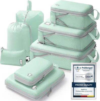 Produktbild von Packtaschen Kompression, 8er-Set, wasserdicht, für Handgepäck, dunkelgrün