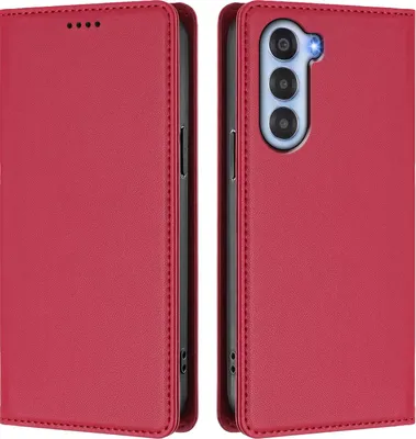 Image de Étui en cuir pour ZTE Nubia S, étui à rabat magnétique en cuirPolyuréthaneavec support, rouge
