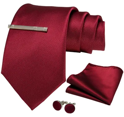 Productafbeelding van Luxe Stropdas Set met Pochet en Dasspeld in Rood