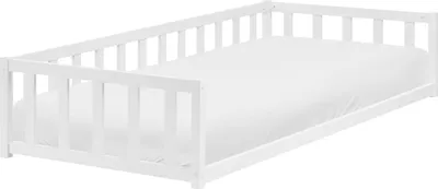 Obrázok produktu pre BELIANI Nízka biela detská posteľ z borovicového dreva 90 x 200 cm posteľ do detskej izby
