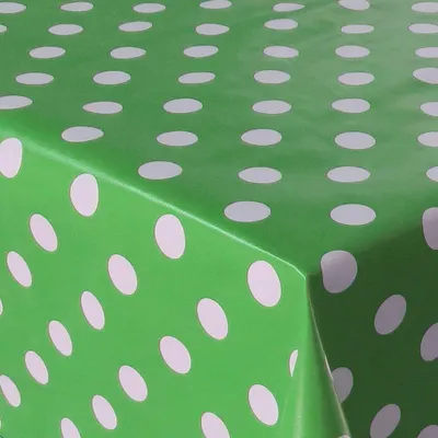 Produktbild von PVC Tischdecke Dottie grün Punkte weiss Wachstuch - Breite & Länge wählbar - abwaschbare Tischdecke, Größe:140 x 2500 cm