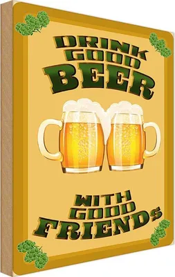 Produktbild von vianmo Holzschild 30x20 cm Alkohol Drink good beer with friends