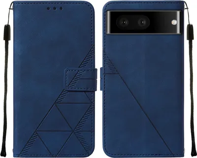 Produktbild von Google Pixel 7 Hülle, Schlank Prägung Flip Leder Kartenfächer Schutzhülle mit Ständer für Google Pixel 7 Blau