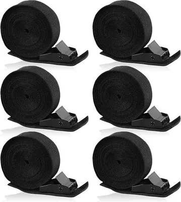 Image de Sangle de voyage noire réglable de 25 cm x 25 m pour vélo, moto, camping et bagages.