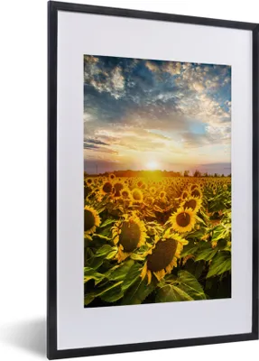 Produktbild von MuchoWow® Gerahmtes Poster Blumen - Sonnenblume - Himmel 40x60 cm - Poster mit Schwarzem Bilderrahmen Wandposter Rahmen Foto Bilder - Poster in Rahmen