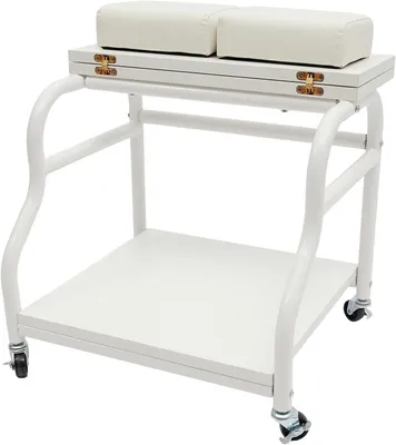 Productafbeelding van Voetenbad Trolley - Mobiele Wagen - Pedicure Behandelingen - Inklapbaar Bovenblad - 40x40 cm - Wit