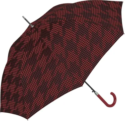 Produktbild von Stockschirm Damen Automatikregenschirm Windproof Hahnentrittmuster Cachemir Dunkelrot