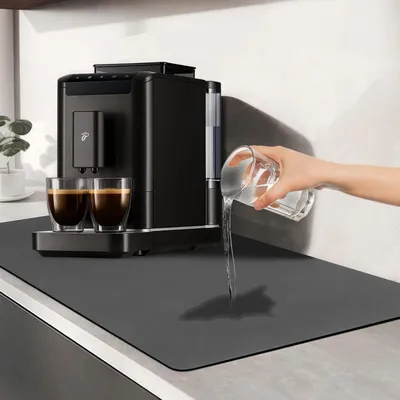 Produktbild von Schwarze Abtropfmatte für Kaffeemaschinen, 30,5 x 48,3 cm, super saugfähig, für die Arbeitsplatte, leicht zu reinigen
