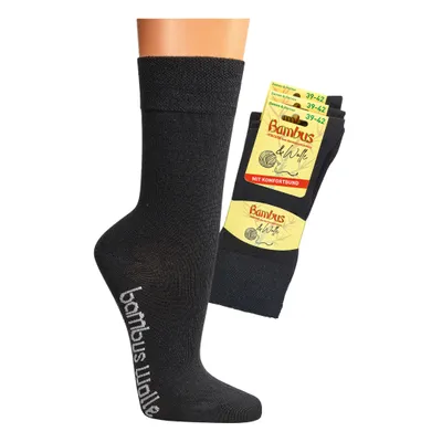 Produktbild von 3 Paar Bambus Viskose Socken Bambussocken mit Wolle für Damen Herren schwarz Gr. 43-46