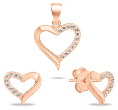 Produktbild von Rose vergoldetes Schmuckset Heart SET270R ( Anhä nger, Ohrringe)
