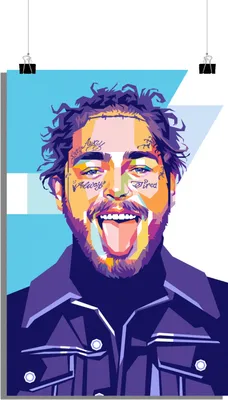 Produktbild von Post Malone Poster - Pop Art Poster - Musik Poster - Rapper Poster - 51x71cm - Perfekt zum Einrahmen