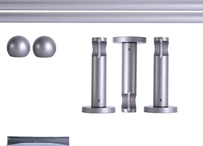 Produktbild von Victoria M. Gardinenstange Set, 1-läufig, ⌀ 19 mm, 240 cm, silber + Wand, Kugel-Ball Komplettset mit Halterungen & Endstücke, Vorhangstange in Silber, Rot-Bronze & Anthrazit, 120–400cm, Eisen, Aluminum