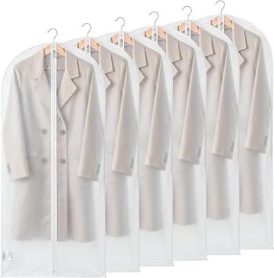 Produktbild von Kleiderbeutel – Set mit 6 Stück – 120 x 60 cm – Atmungsaktive Kleiderbeutel – Weiß