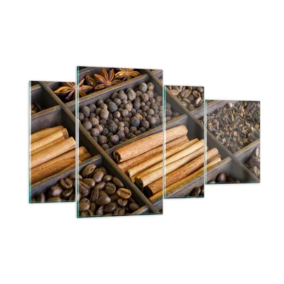 Produktbild von Bilder auf glas - Zimt Vanille Kaffee Getreide - 120x70cm - Glasbilder - Wandbilder - Kunstdruck - zum Aufhängen bereit - Wanddekoration aus Glas - Glas Bilder - Wandbild auf Glas - GDL120x70-2311