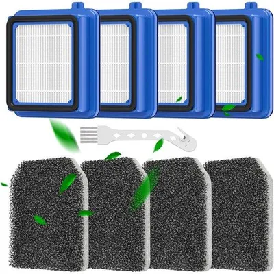 Obrázok produktu pre Sada filtrov pre vysávače – náhradné diely – 8 ks – obsahuje 4 motorové filtre, 4 hygienické filtre a 1 umývateľnú čistiacu kefu pre modely AEG QX6, QX7, QX8-2, FX9