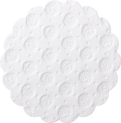 Produktbild von Demmler - Papier Tassendeckchen Unterleger Rosendekor Weiß - Inhalt 500 Stück, Durchmesser ca. 9cm - 9021105001