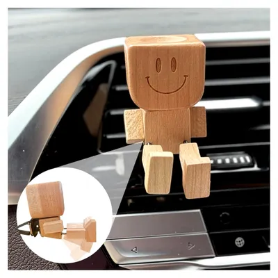 Produktbild von Charmante kleine Holzfigur, wackelnder Holzmann, Schüttelmann aus Holz, lustige Wackelfigur für das Auto, handgefertigte wackelnde Holzfigur für das Armaturenbrett, Schreibtischfigur und Geschenkidee