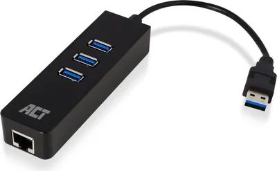 Immagine prodotto di Hub USB 3.2 ACT con 3 porte USB-A ed Ethernet AC6310