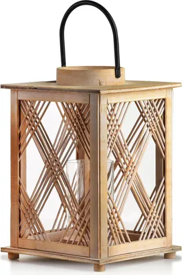 Productafbeelding van Laterne, hout, MONDEX LOKKE, 22,5x22,5x34 cm, naturel/wit, 1 stuk