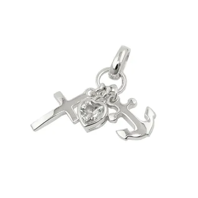 Produktbild von Anhänger ca. 23mm Glaube-Liebe-Hoffnung mit Zirkonia Silber 925 silber 23mm